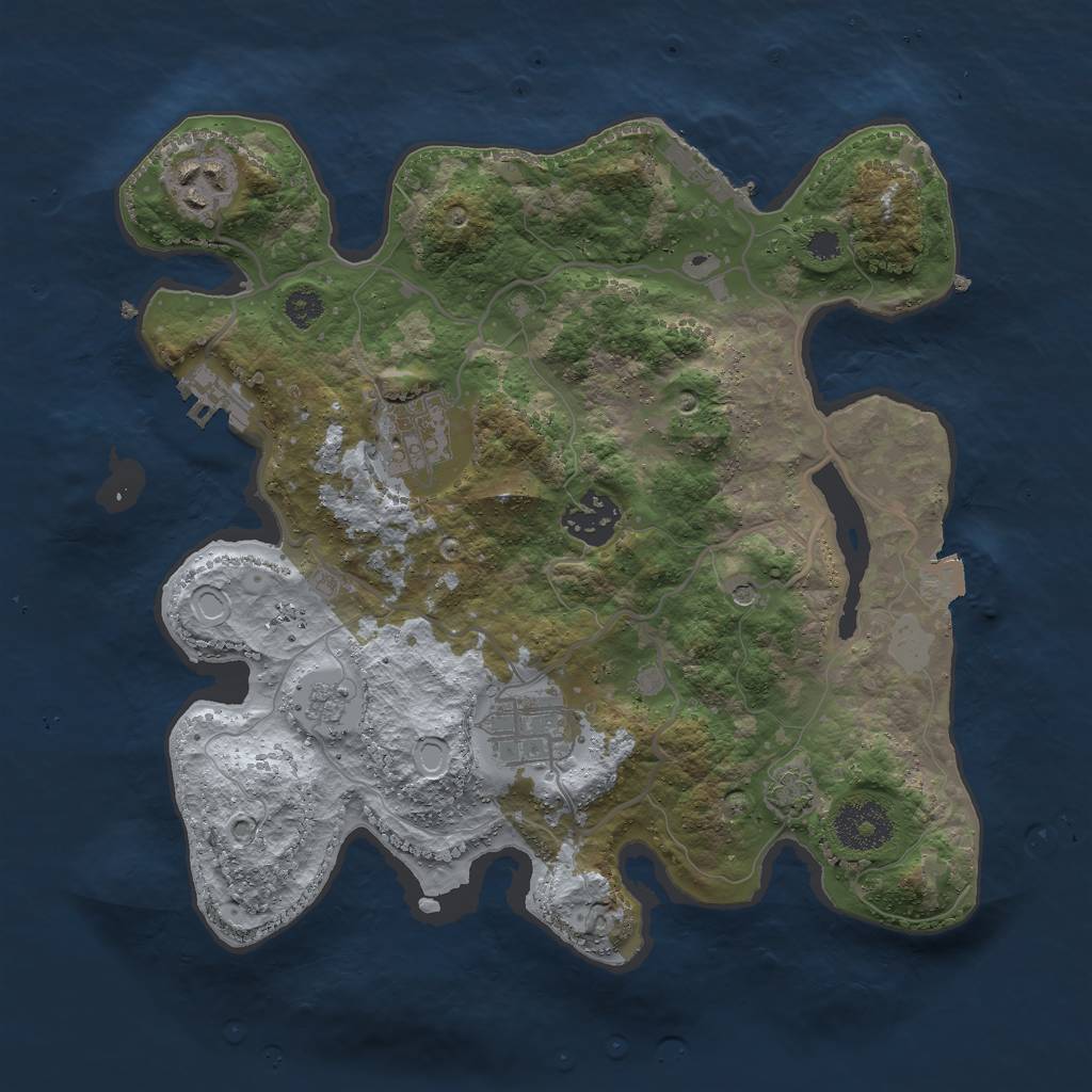 Rust Map: Procedural Map, Size: 3000, Seed: 1623443, 12 Monuments