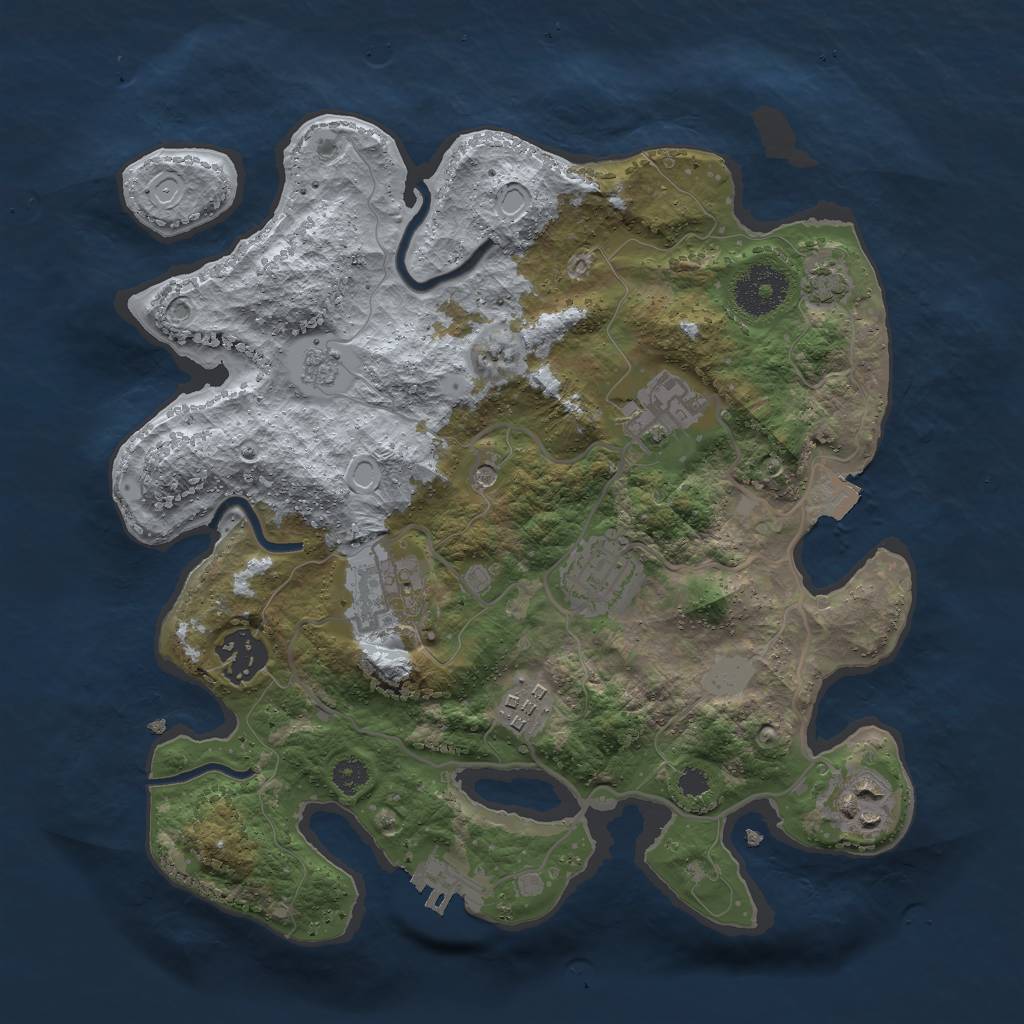 Rust Map: Procedural Map, Size: 3000, Seed: 671026160, 13 Monuments