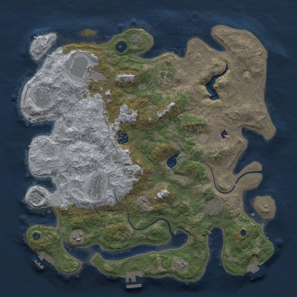 Rust Map: Procedural Map, Size: 4000, Seed: 110984, 14 Monuments
