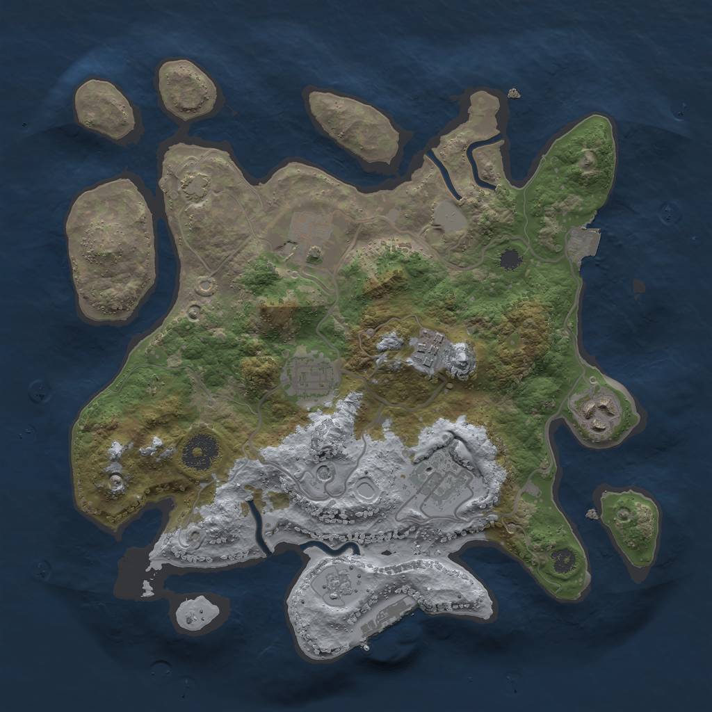 Rust Map: Procedural Map, Size: 3000, Seed: 1201783815, 12 Monuments