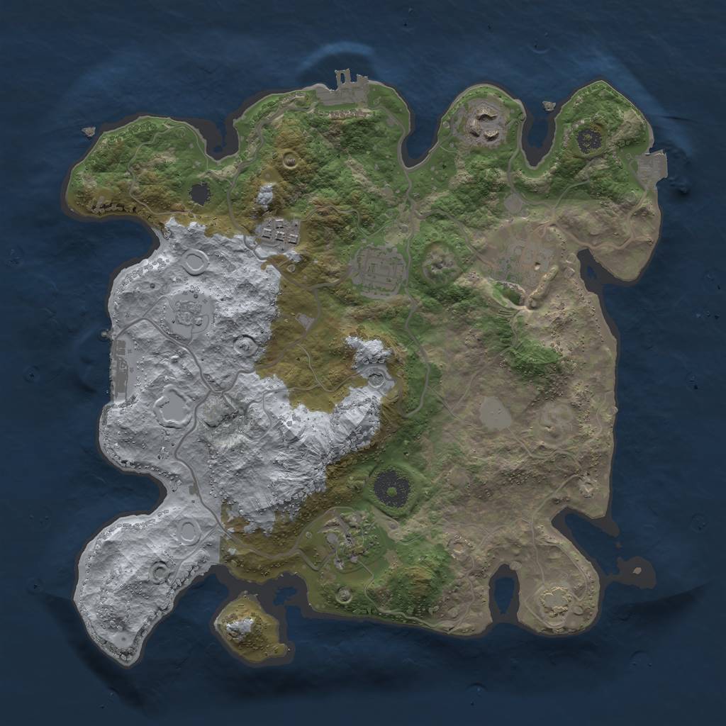 Rust Map: Procedural Map, Size: 3000, Seed: 885772713, 13 Monuments