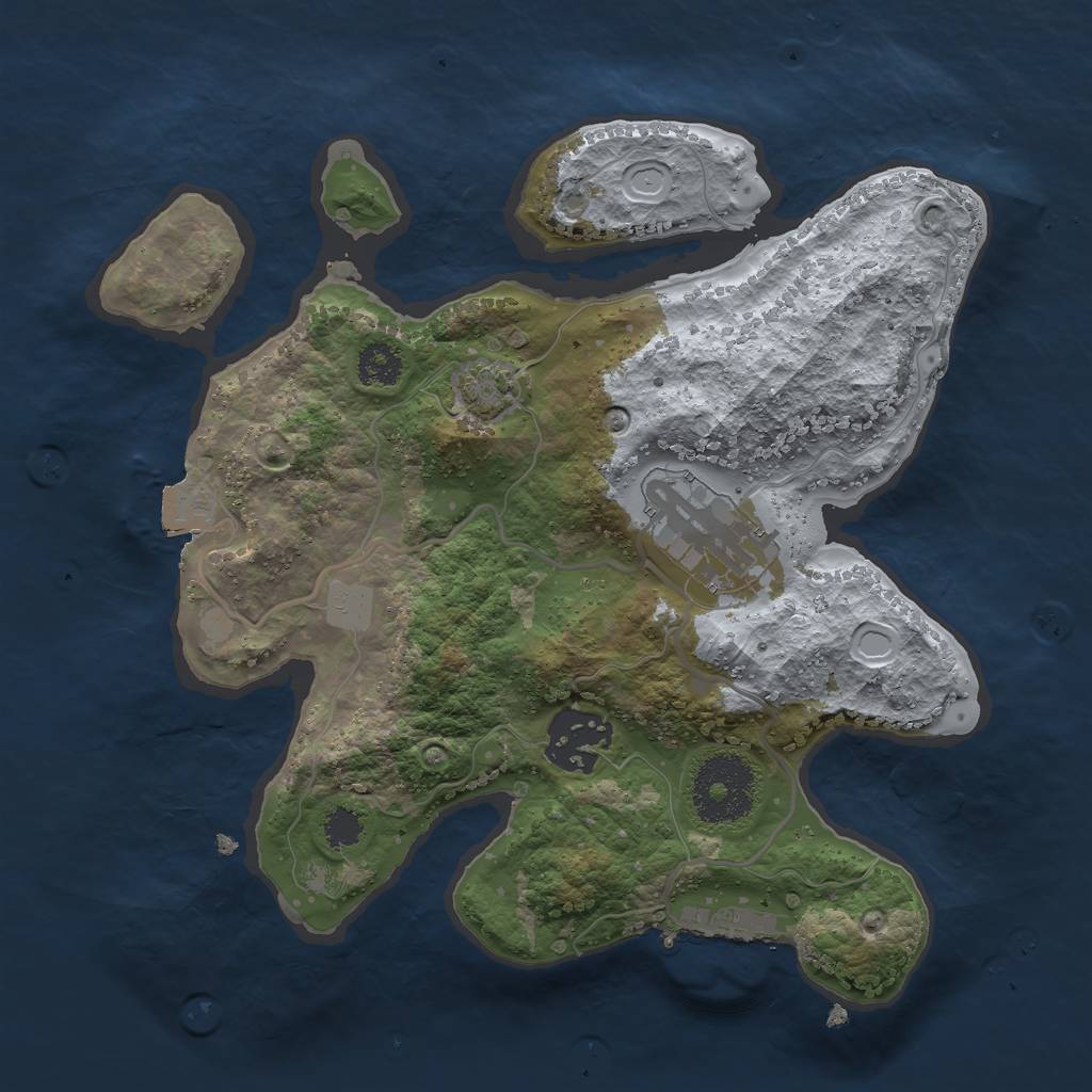 Rust Map: Procedural Map, Size: 2500, Seed: 349231368, 7 Monuments