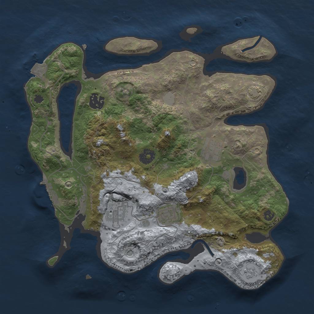 Rust Map: Procedural Map, Size: 3000, Seed: 768482, 11 Monuments