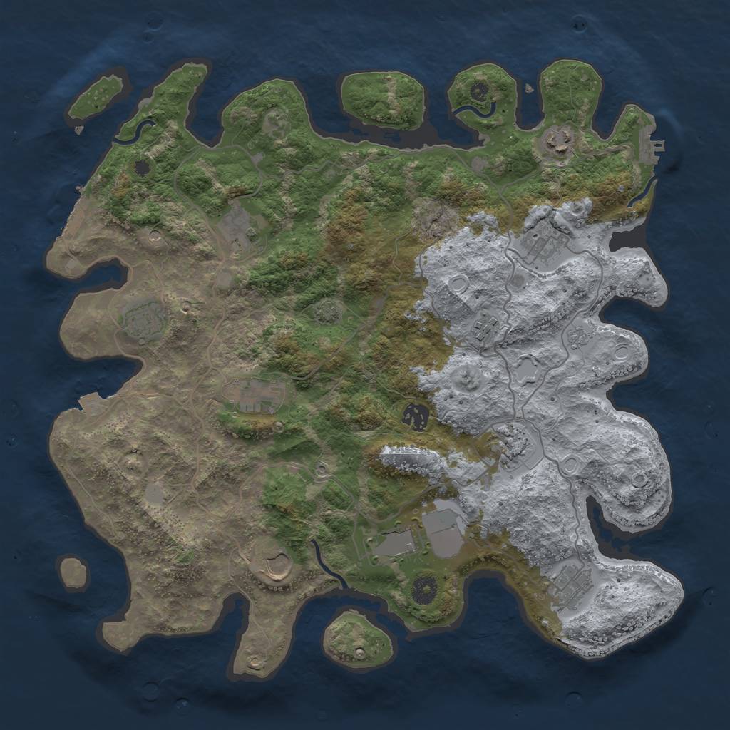 Rust Map: Procedural Map, Size: 4000, Seed: 1186743893, 19 Monuments