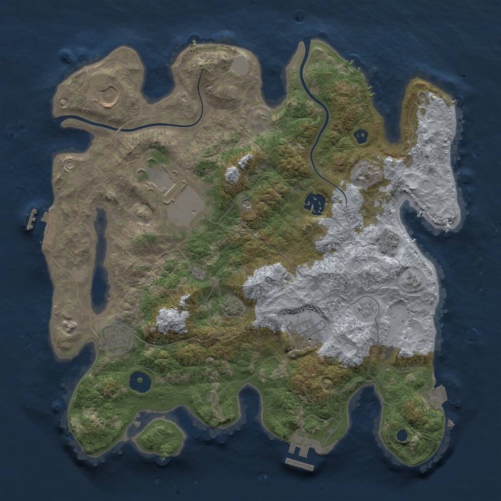 Rust Map: Procedural Map, Size: 3500, Seed: 761731734, 12 Monuments