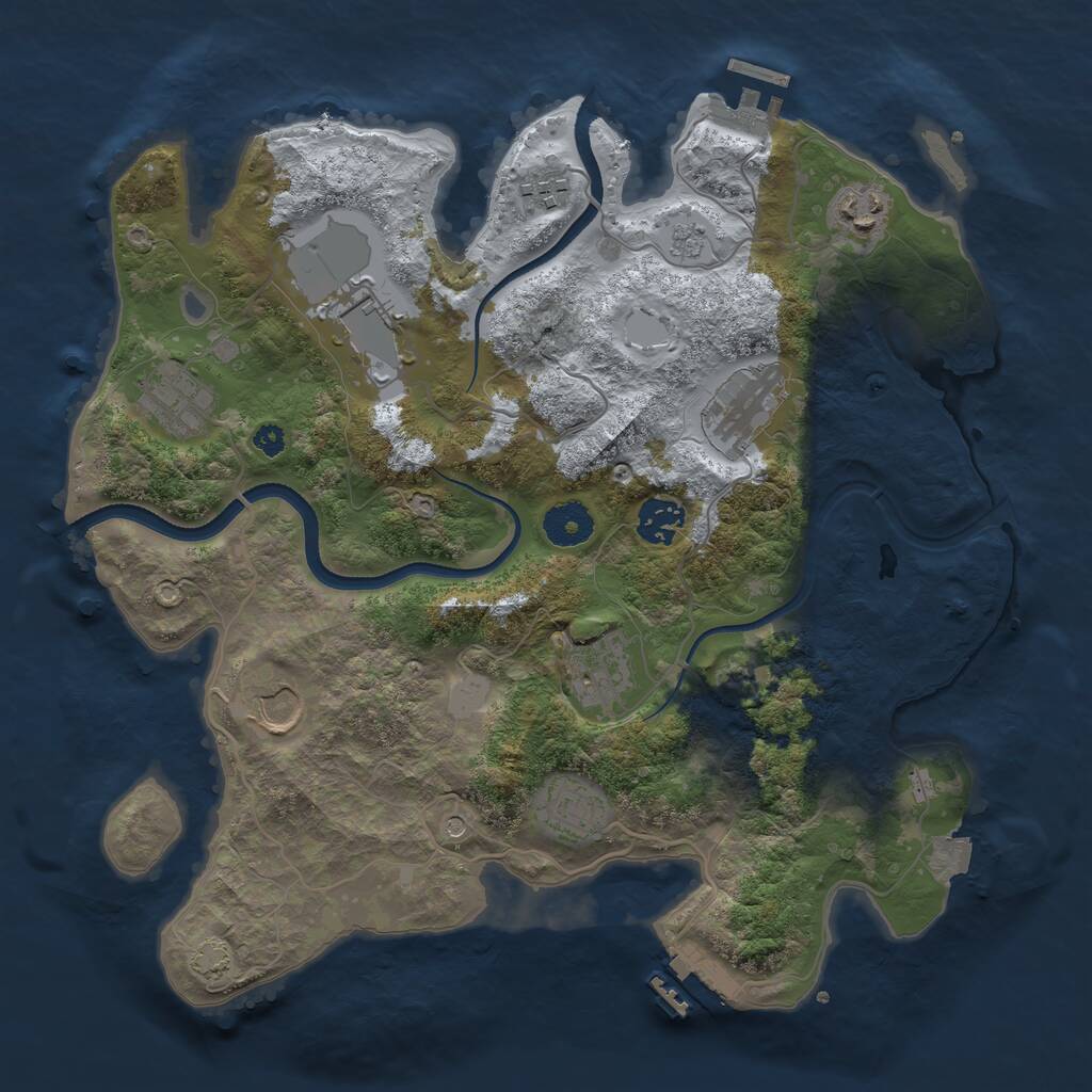 Rust Map: Procedural Map, Size: 3500, Seed: 1760723082, 15 Monuments