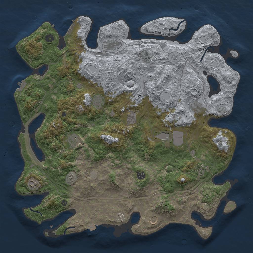 Rust Map: Procedural Map, Size: 4500, Seed: 1376302398, 19 Monuments