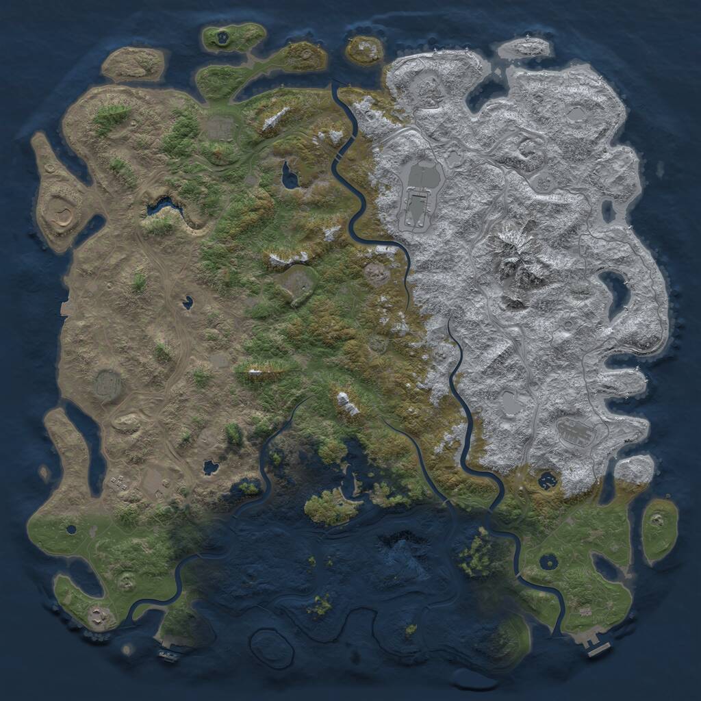 Rust Map: Procedural Map, Size: 6000, Seed: 29107, 17 Monuments