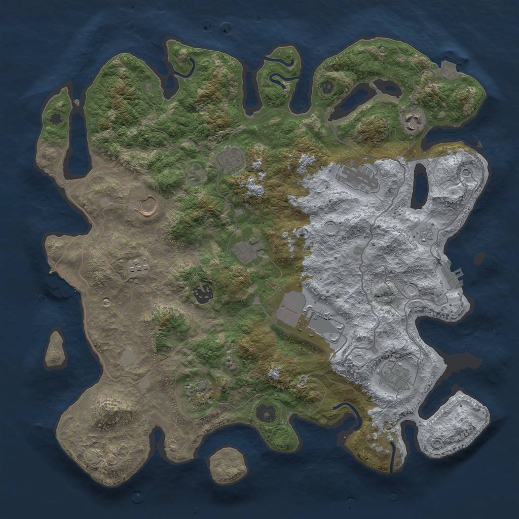 Rust Map: Procedural Map, Size: 4000, Seed: 2077370221, 18 Monuments