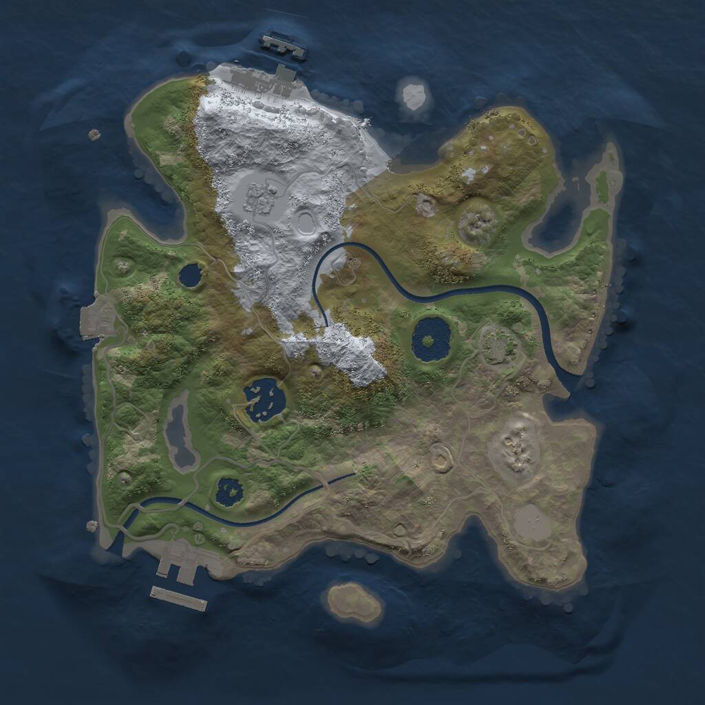 Rust Map: Procedural Map, Size: 2500, Seed: 216823664, 6 Monuments