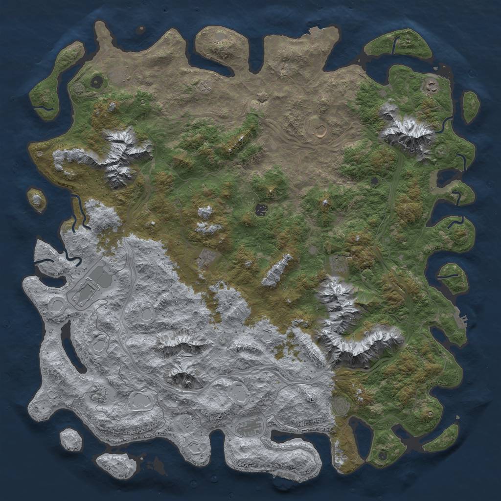 Rust Map: Procedural Map, Size: 6000, Seed: 914198428, 19 Monuments