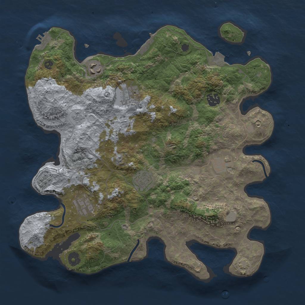 Rust Map: Procedural Map, Size: 3450, Seed: 75457067, 14 Monuments