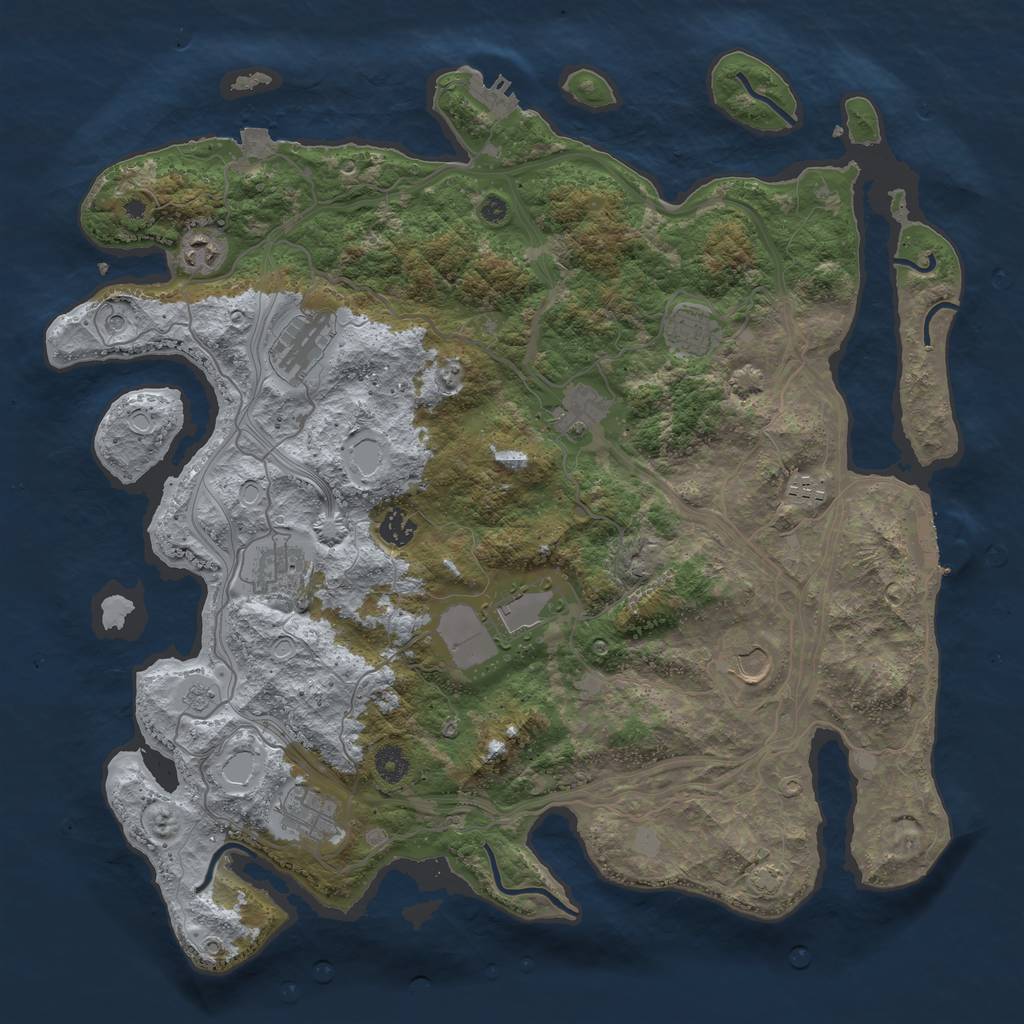 Rust Map: Procedural Map, Size: 4250, Seed: 1853876184, 18 Monuments