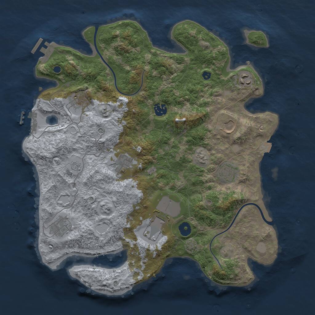 Rust Map: Procedural Map, Size: 3650, Seed: 15599407, 14 Monuments