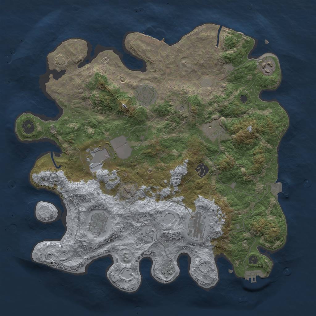 Rust Map: Procedural Map, Size: 3650, Seed: 17919917, 16 Monuments