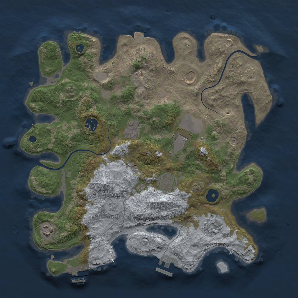 Rust Map: Procedural Map, Size: 3500, Seed: 678685674, 13 Monuments