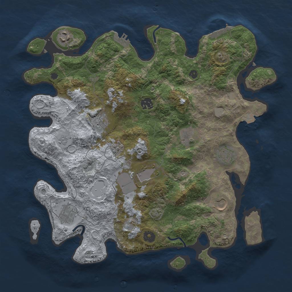 Rust Map: Procedural Map, Size: 3650, Seed: 70065297, 17 Monuments