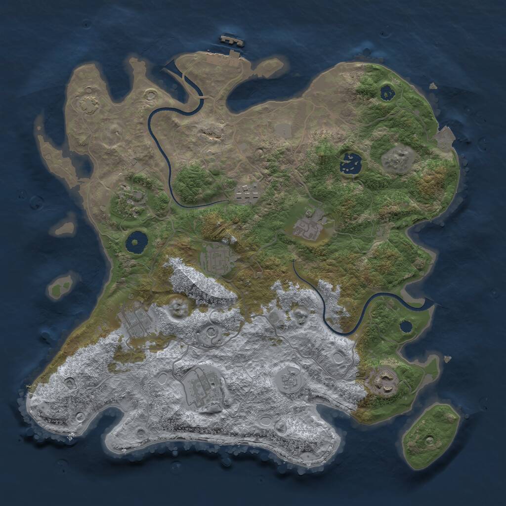 Rust Map: Procedural Map, Size: 3450, Seed: 94967917, 13 Monuments