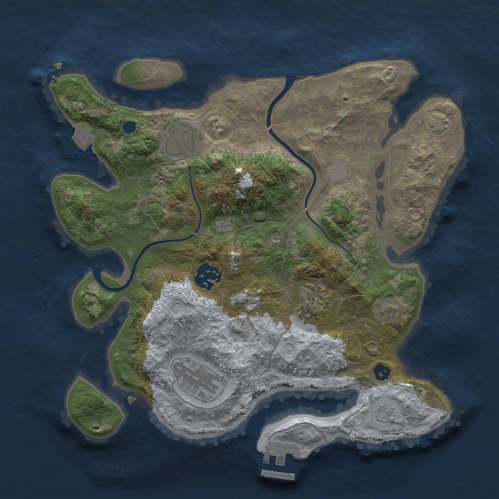 Rust Map: Procedural Map, Size: 3000, Seed: 29508151, 9 Monuments