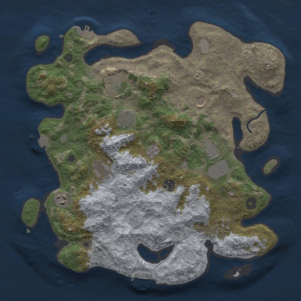 Rust Map: Procedural Map, Size: 3750, Seed: 8334781, 17 Monuments