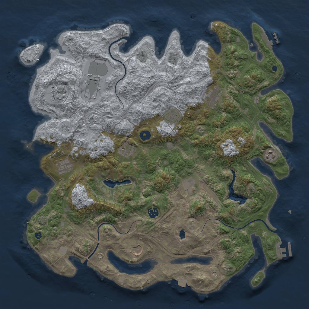 Rust Map: Procedural Map, Size: 4400, Seed: 61370465, 17 Monuments