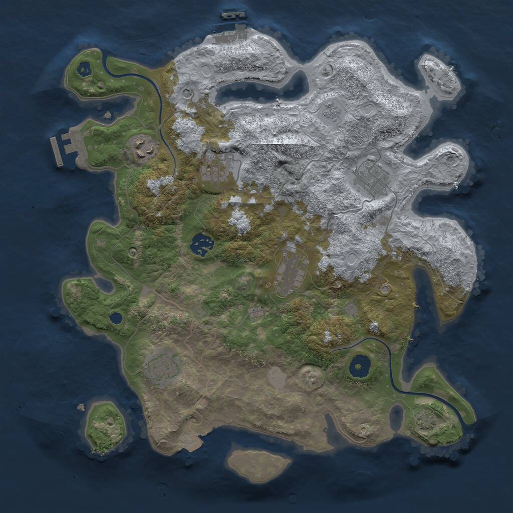 Rust Map: Procedural Map, Size: 3450, Seed: 49074612, 12 Monuments