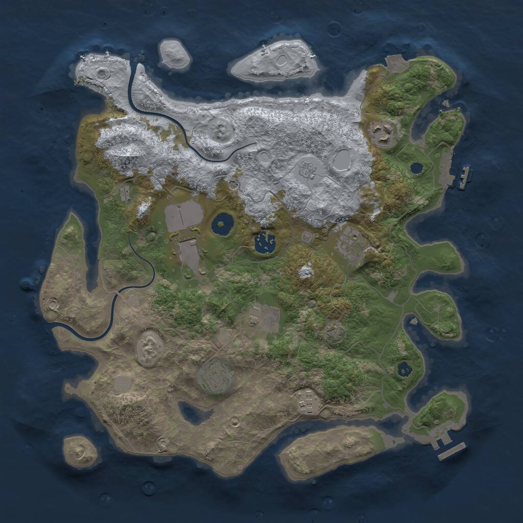 Rust Map: Procedural Map, Size: 3550, Seed: 56976208, 13 Monuments