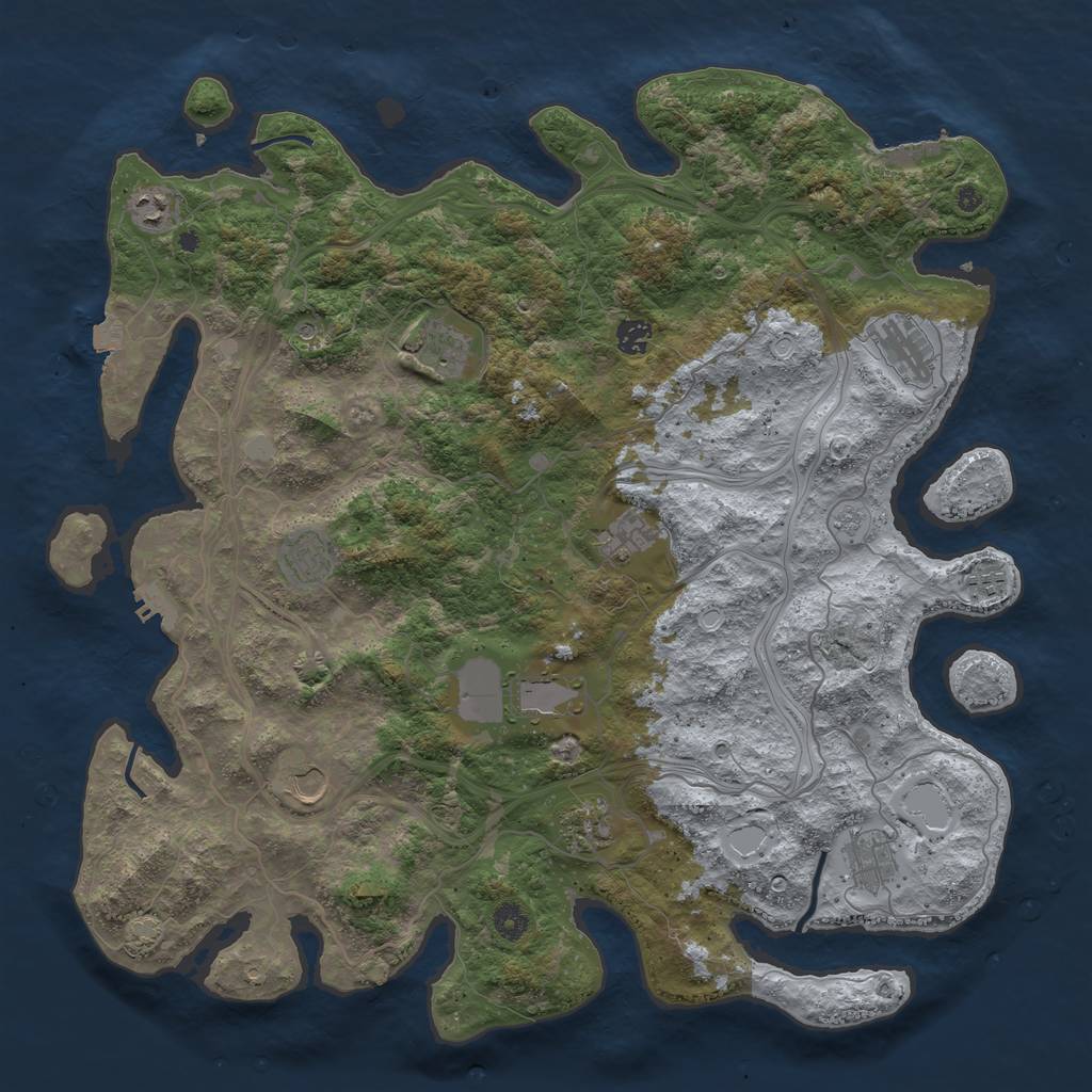 Rust Map: Procedural Map, Size: 4500, Seed: 1099260893, 19 Monuments