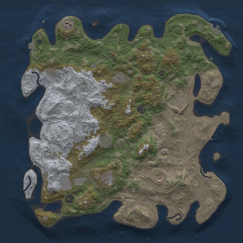 Rust Map: Procedural Map, Size: 4300, Seed: 75860906, 19 Monuments