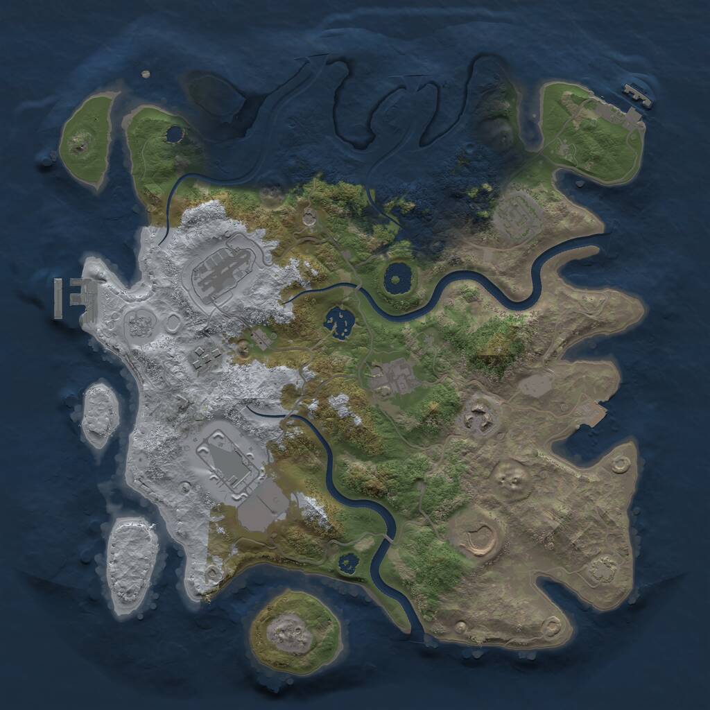 Rust Map: Procedural Map, Size: 3500, Seed: 169965817, 14 Monuments