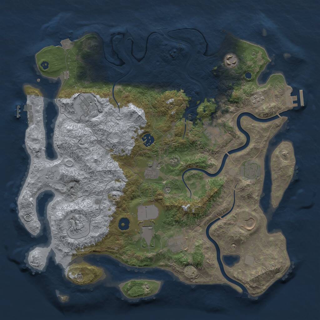 Rust Map: Procedural Map, Size: 3950, Seed: 52406398, 17 Monuments