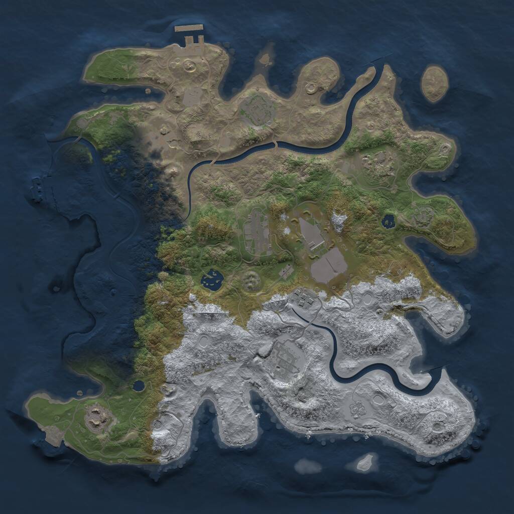Rust Map: Procedural Map, Size: 3650, Seed: 75125248, 15 Monuments