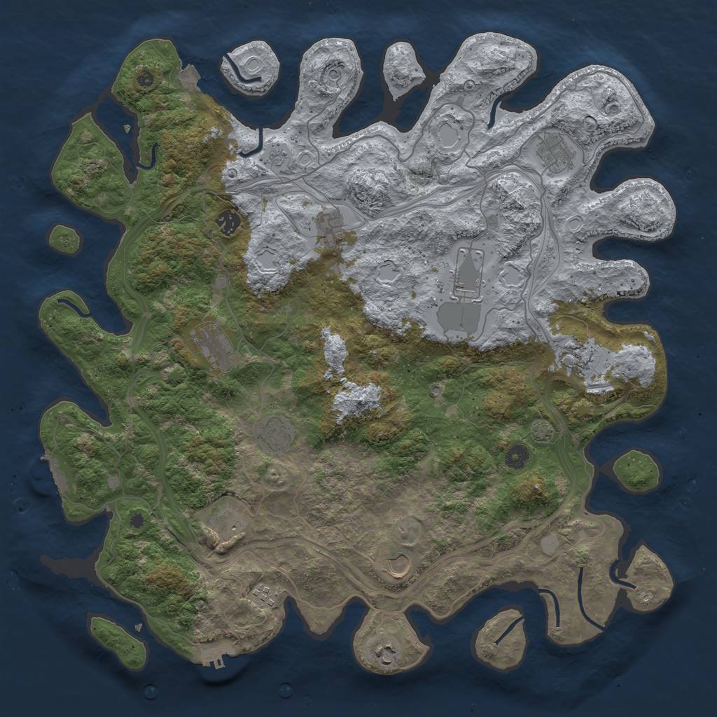 Rust Map: Procedural Map, Size: 4500, Seed: 1342490213, 19 Monuments