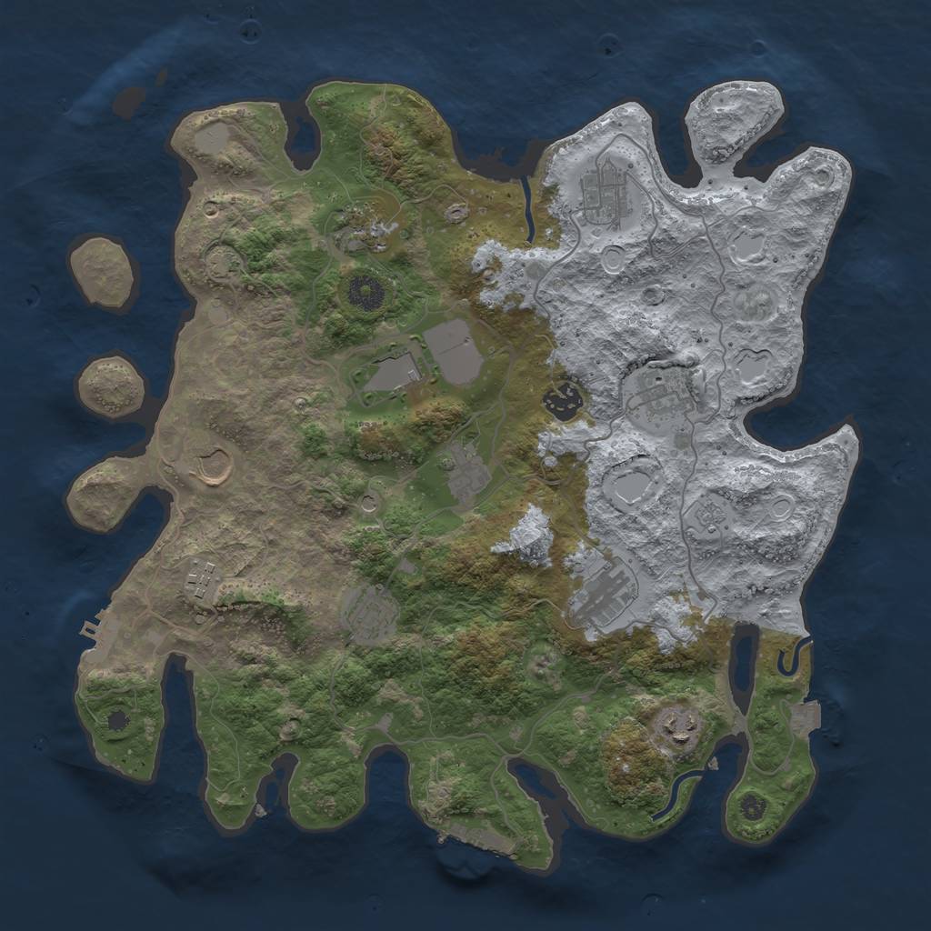 Rust Map: Procedural Map, Size: 3800, Seed: 90398108, 19 Monuments