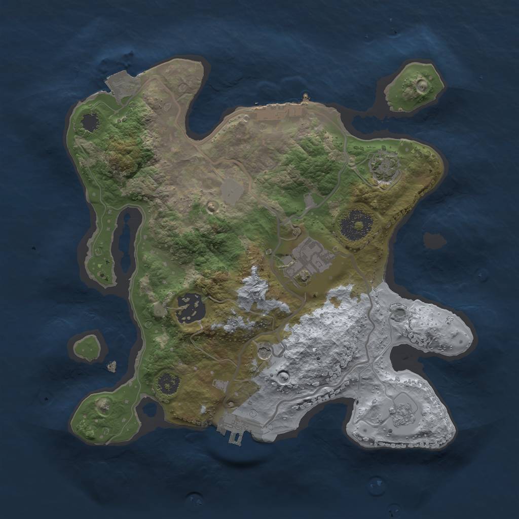 Rust Map: Procedural Map, Size: 2500, Seed: 3975164, 10 Monuments