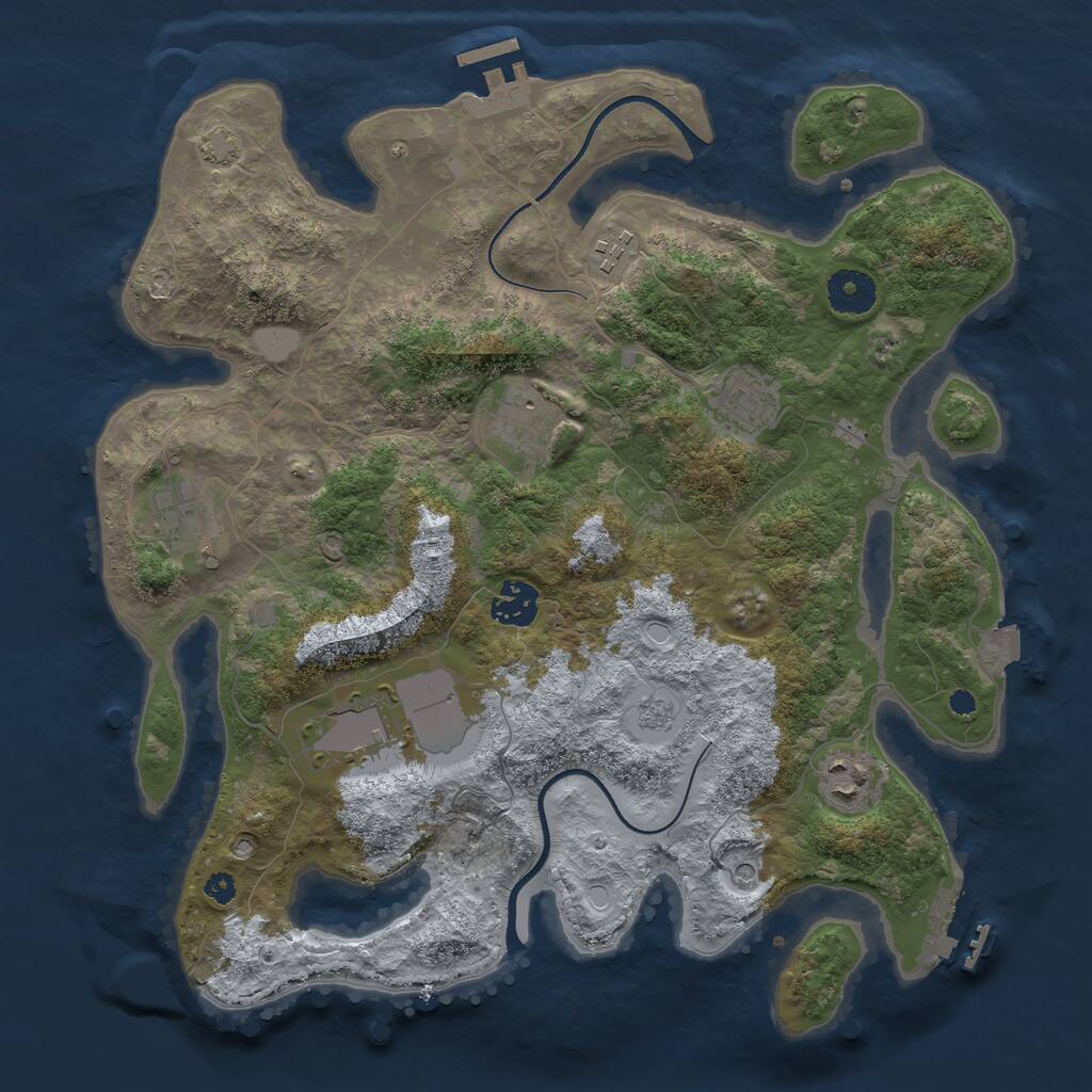 Rust Map: Procedural Map, Size: 3500, Seed: 369610461, 13 Monuments