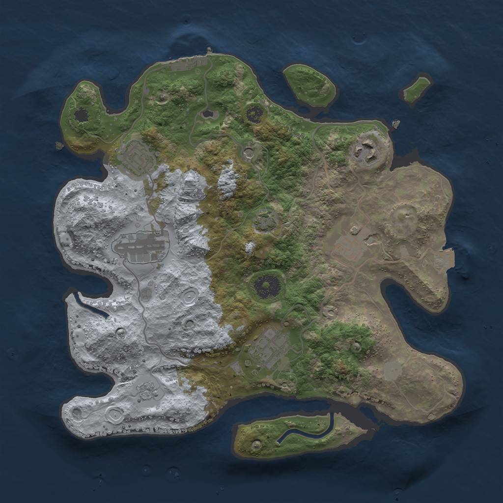 Rust Map: Procedural Map, Size: 3000, Seed: 8730419, 12 Monuments