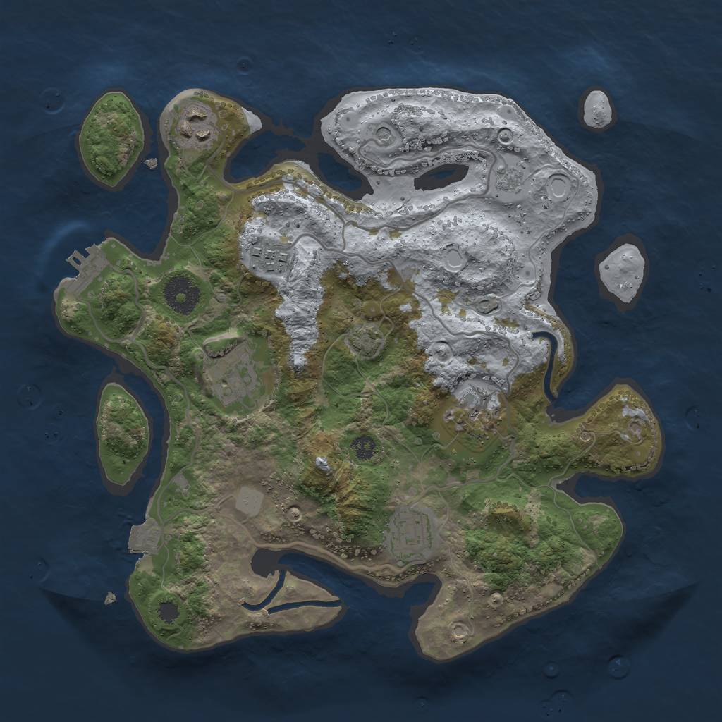 Rust Map: Procedural Map, Size: 3000, Seed: 793641, 12 Monuments