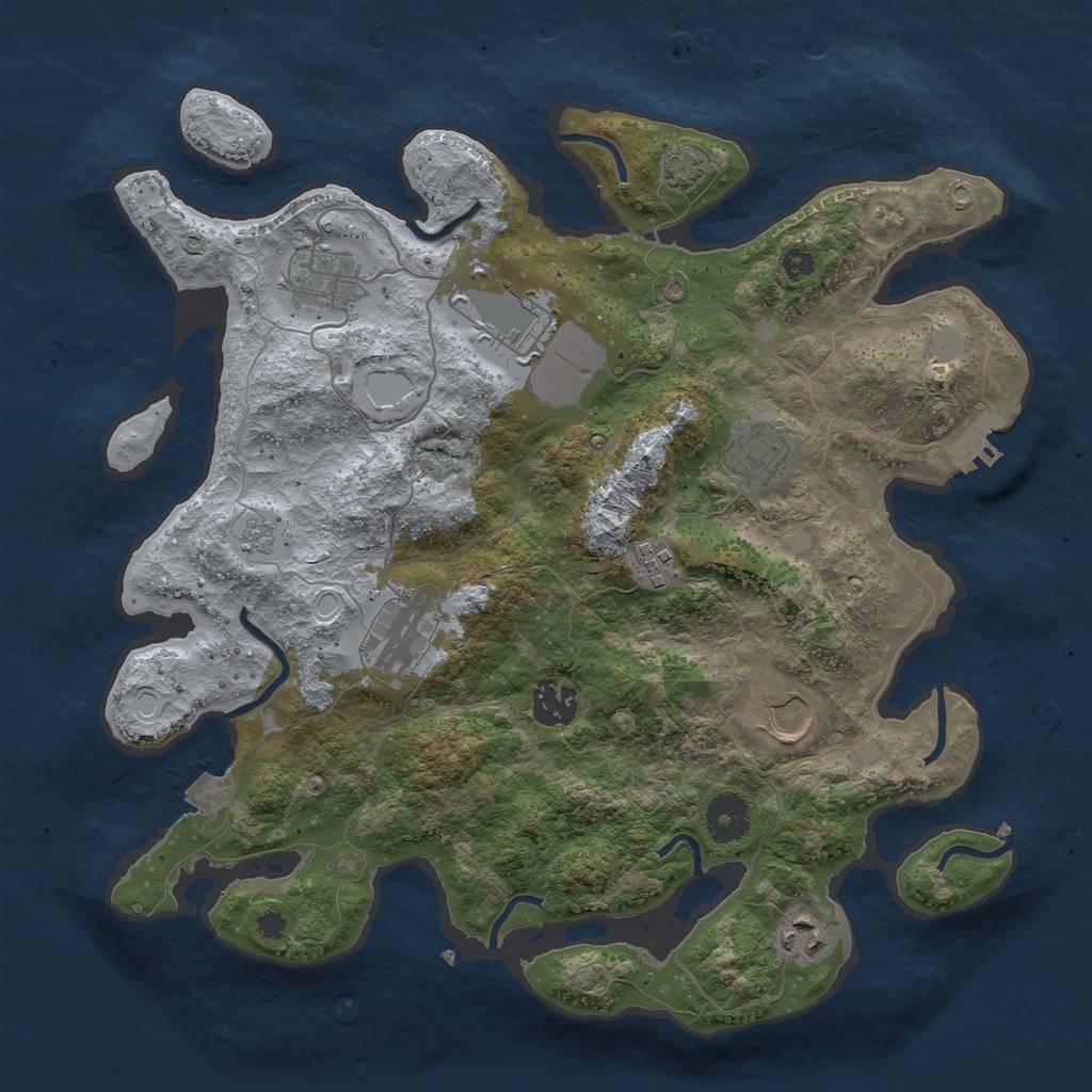Rust Map: Procedural Map, Size: 3500, Seed: 875595208, 14 Monuments