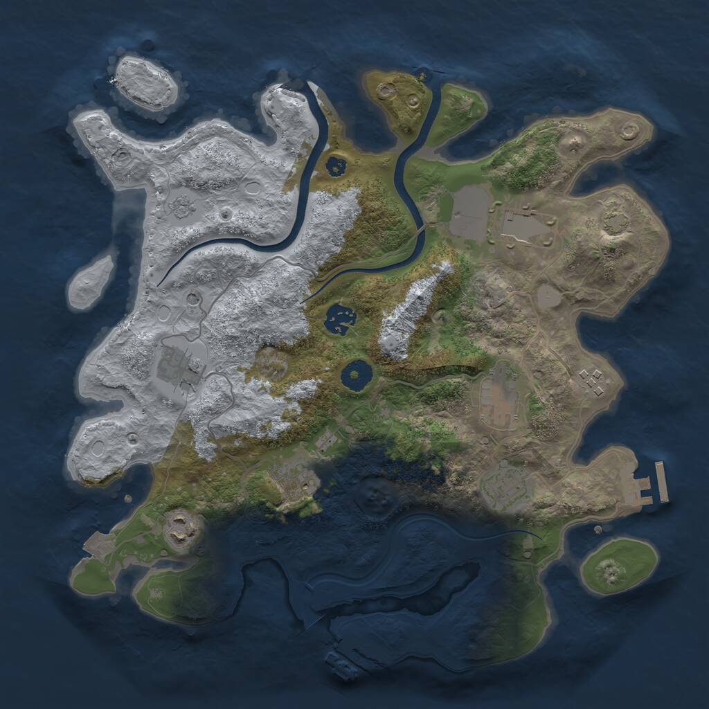 Rust Map: Procedural Map, Size: 3500, Seed: 875595208, 14 Monuments