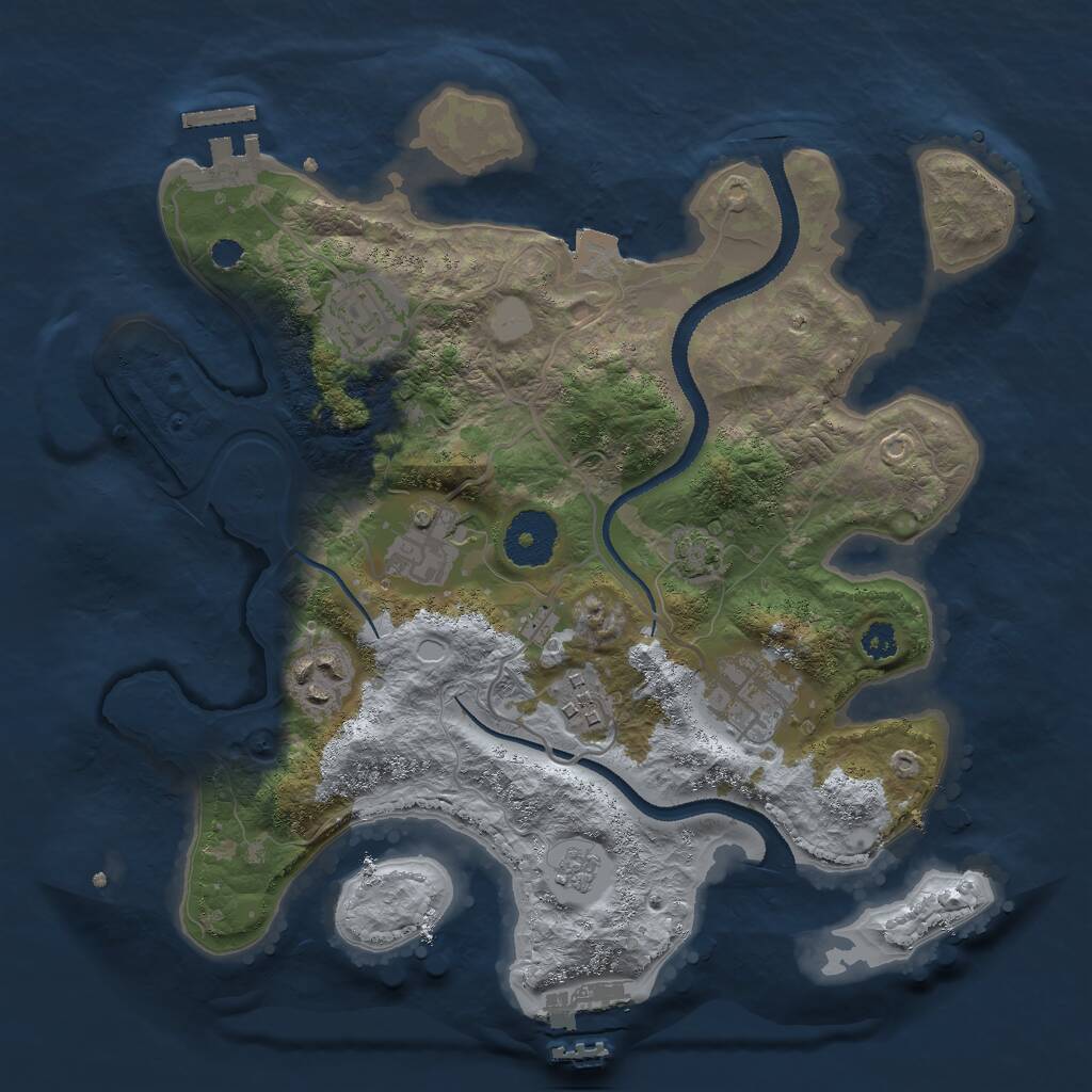 Rust Map: Procedural Map, Size: 3000, Seed: 4139, 10 Monuments