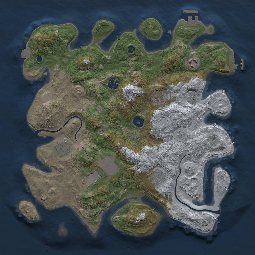 Rust Map: Procedural Map, Size: 3500, Seed: 1504677321, 13 Monuments