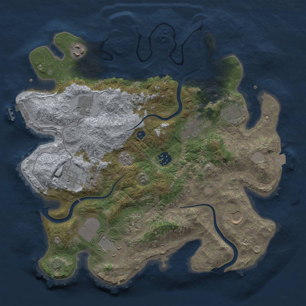 Rust Map: Procedural Map, Size: 3500, Seed: 51764040, 16 Monuments