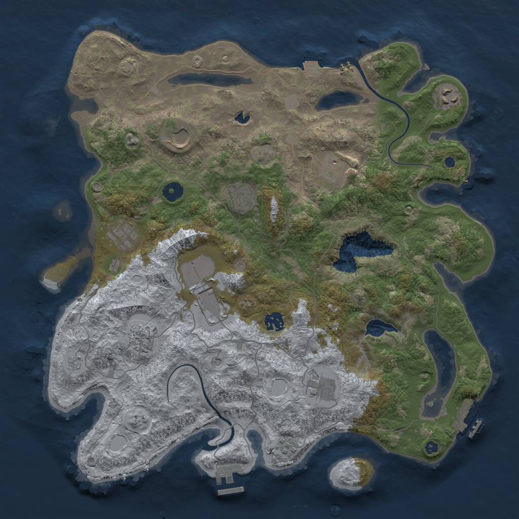 Rust Map: Procedural Map, Size: 4000, Seed: 1027, 16 Monuments