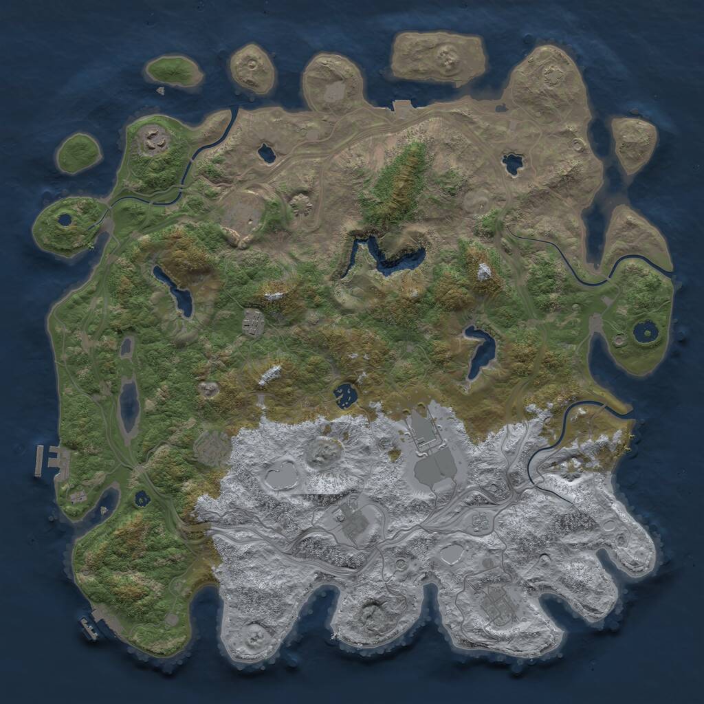 Rust Map: Procedural Map, Size: 4500, Seed: 649760767, 14 Monuments