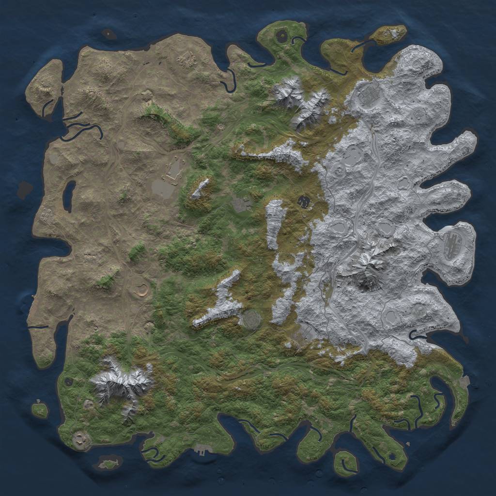 Rust Map: Procedural Map, Size: 6000, Seed: 7416234, 19 Monuments