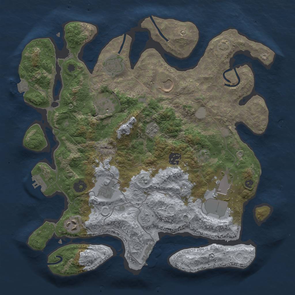 Rust Map: Procedural Map, Size: 3500, Seed: 483575334, 15 Monuments