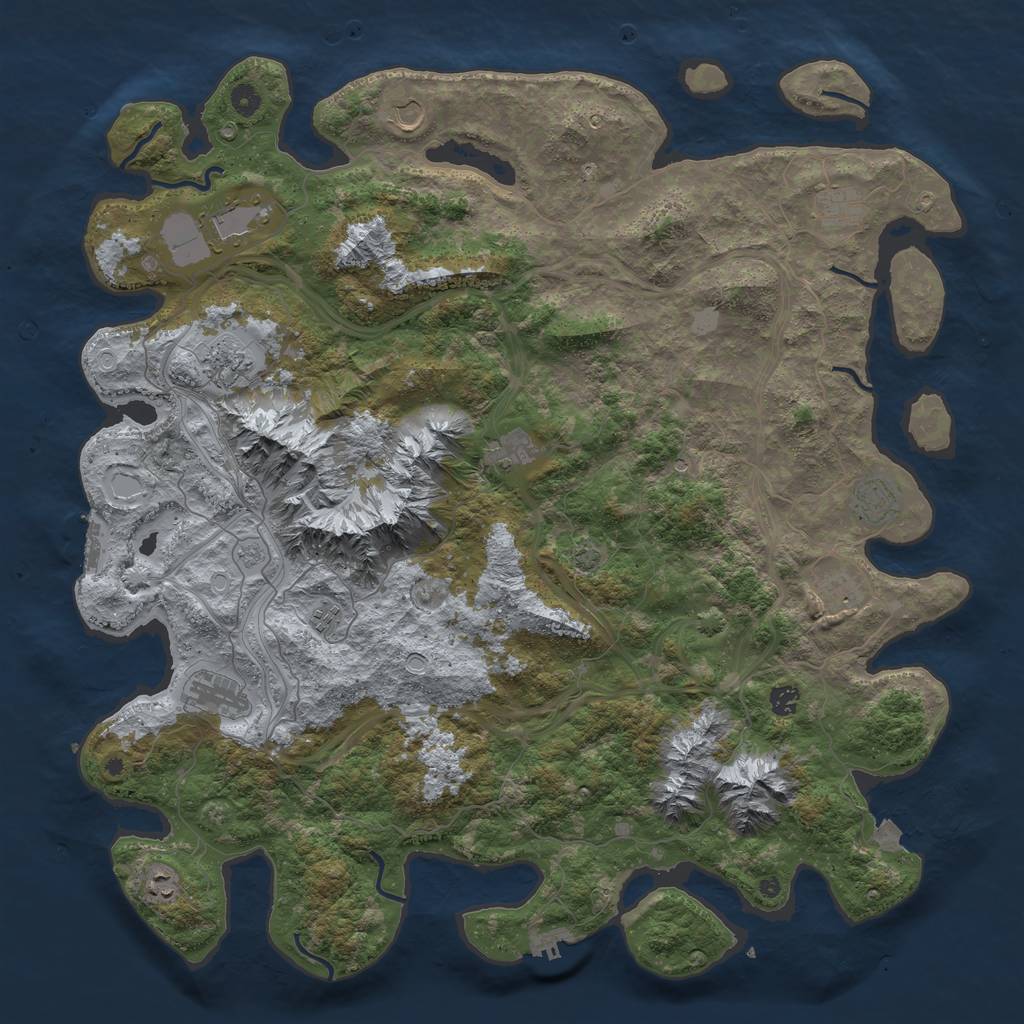 Rust Map: Procedural Map, Size: 5000, Seed: 937385490, 19 Monuments