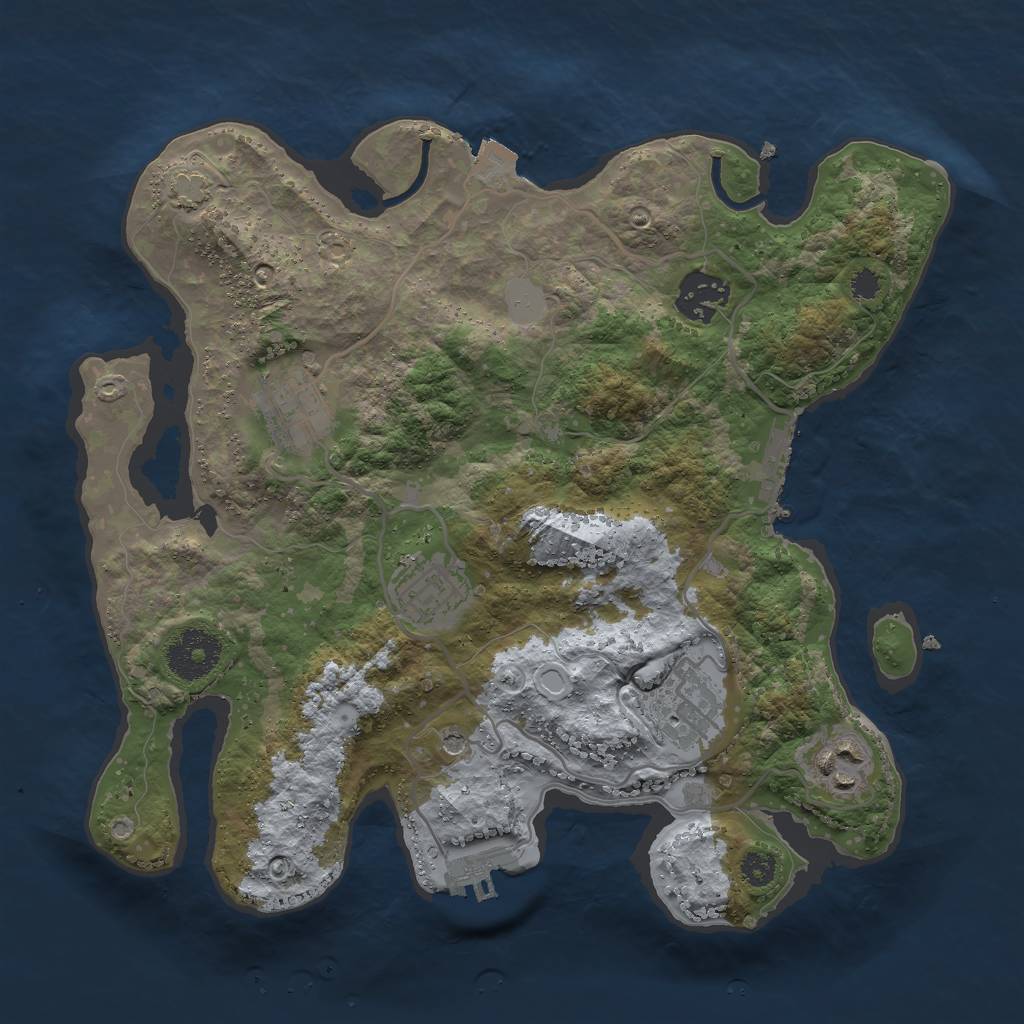 Rust Map: Procedural Map, Size: 3000, Seed: 1128133204, 12 Monuments