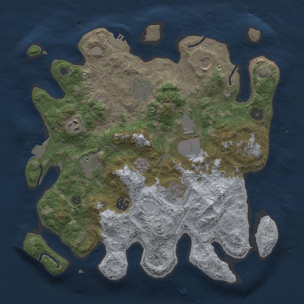 Rust Map: Procedural Map, Size: 3500, Seed: 2123126622, 16 Monuments